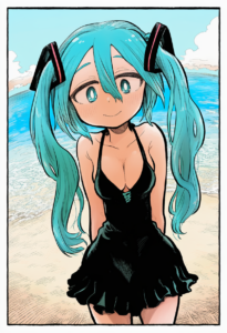 2__tokita_(jyabarachan)__, girl,{{{hatsune miku,blue hair__,medium breasts, blac s-954715380