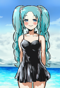2__torako_(toramaru)__, girl,{{{hatsune miku,blue hair__,medium breasts, black d s-2956322262