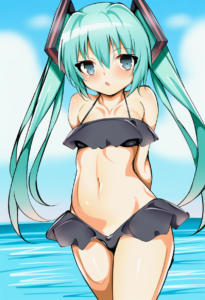 2__toshishikisai__, girl,{{{hatsune miku,blue hair__,medium breasts, black dress s-1645829301
