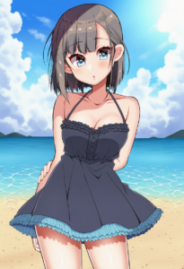 2__tsukudani_norio__, girl,{{{hatsune miku,blue hair__,medium breasts, black dre s-3756034830
