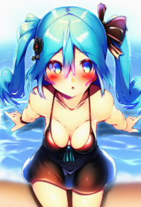 2__tsukui_kachou__, girl,{{{hatsune miku,blue hair__,medium breasts, black dress s-568970768