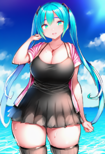 2__tsukumiya_amane__, girl,{{{hatsune miku,blue hair__,medium breasts, black dre s-2411185797
