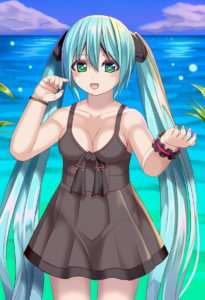 2__tukino_neru__, girl,{{{hatsune miku,blue hair__,medium breasts, black dress b s-170923320
