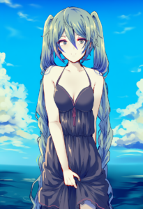 2__uranaishi_(miraura)__, girl,{{{hatsune miku,blue hair__,medium breasts, black s-707314586