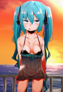 2__utsusumi_kio__, girl,{{{hatsune miku,blue hair__,medium breasts, black dress s-455710834