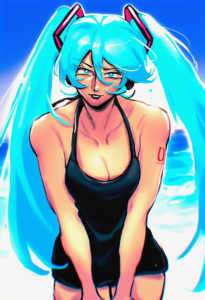 2__vamos_mk__, girl,{{{hatsune miku,blue hair__,medium breasts, black dress biki s-2124998031