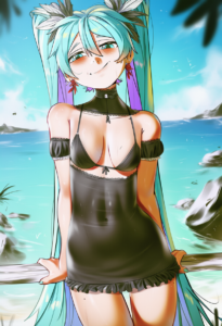 2__waligner__, girl,{{{hatsune miku,blue hair__,medium breasts, black dress biki s-1463419587