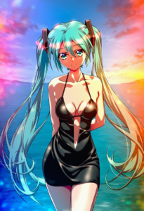 2__watanabe_yoshihiro__, girl,{{{hatsune miku,blue hair__,medium breasts, black s-1283829436