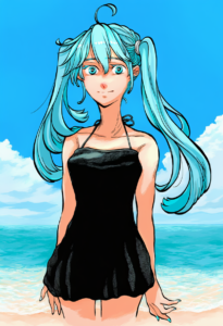 2__yamada_rei_(rou)__, girl,{{{hatsune miku,blue hair__,medium breasts, black dr s-4010157728