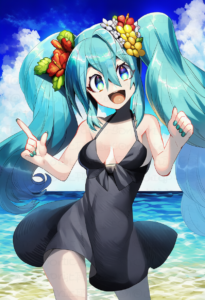 2__yamanashi_taiki__, girl,{{{hatsune miku,blue hair__,medium breasts, black dre s-2382677610