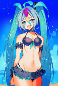 2__yasaikakiage__, girl,{{{hatsune miku,blue hair__,medium breasts, black dress s-2460712094