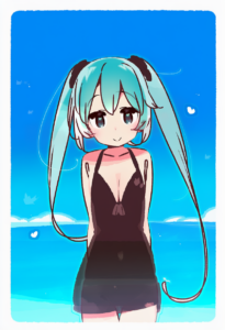 2__yoru_nai__, girl,{{{hatsune miku,blue hair__,medium breasts, black dress biki s-1693935499