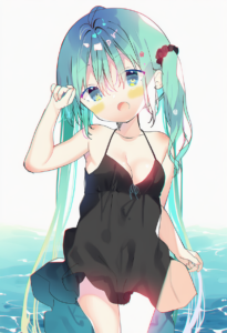 2__yuizaki_kazuya__, girl,{{{hatsune miku,blue hair__,medium breasts, black dres s-178109969