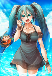 2__yumaru_(marumarumaru)__, girl,{{{hatsune miku,blue hair__,medium breasts, bla s-593317940