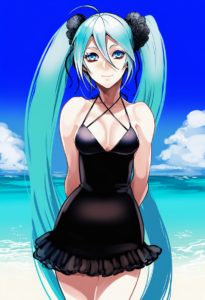2__zuwai_kani__, girl,{{{hatsune miku,blue hair__,medium breasts, black dress bi s-1546276600